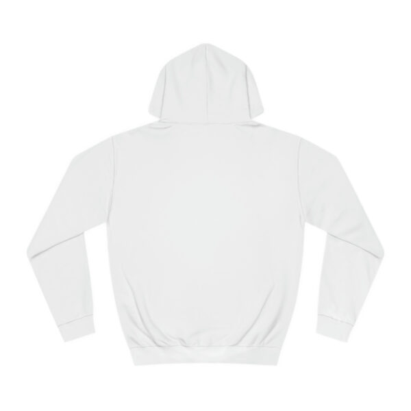 A white hoodie with the back of it.